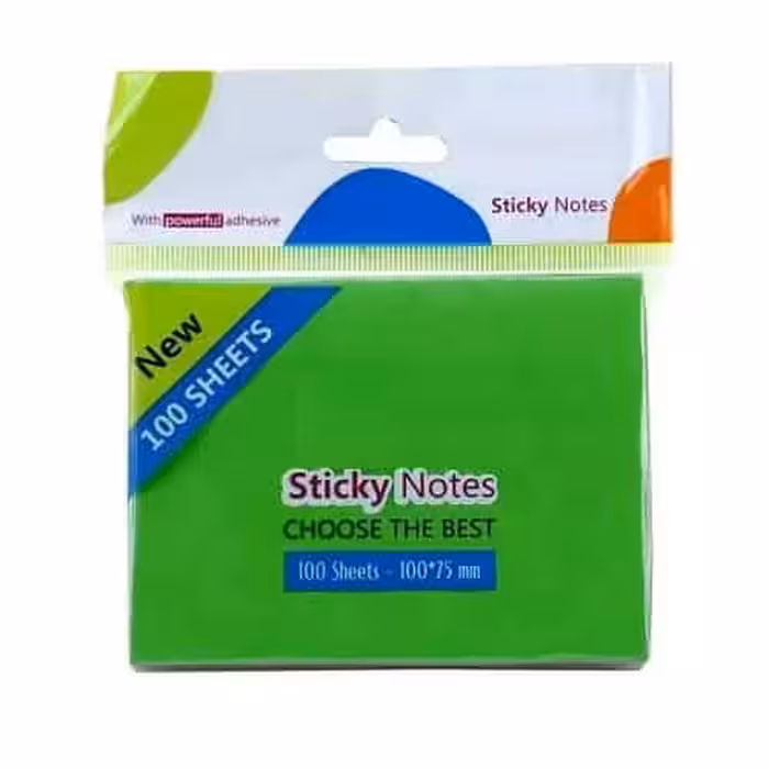 کاغذ یادداشت رنگی چسب دار سایز 75 × 100 میلی متر بسته 100 برگی | استیک نوت