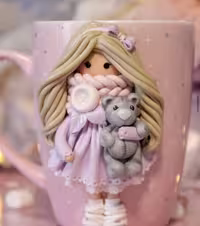 ماگ دخترونه خمیری برجسته