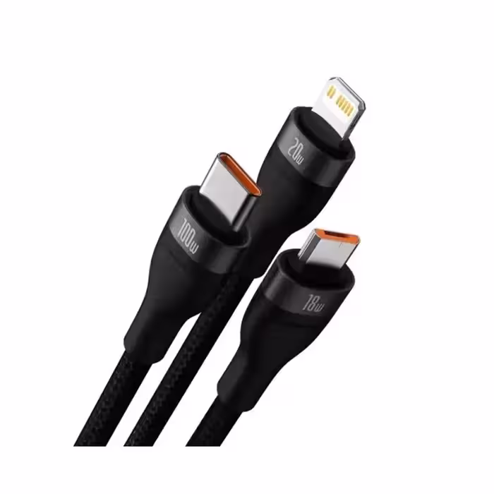 کابل شارژ 3 در 1 باسئوس مدل Flash Series 2 طول 1.2 متر 100 وات