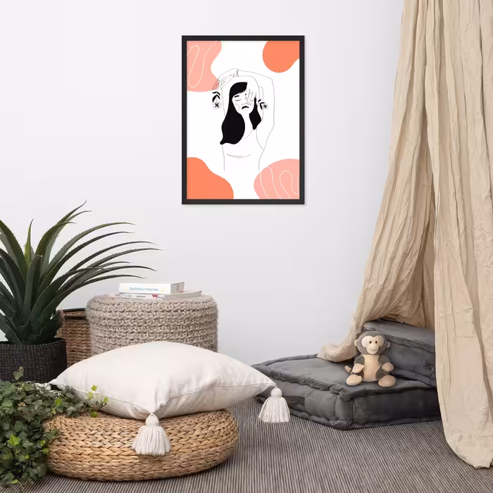 تابلو مدل دکوراتیو مینیمال طرح دخترانه کد 2712