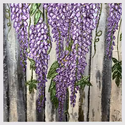 تابلو نقاشی اکریلیک طرح خوشه های اقاقیا