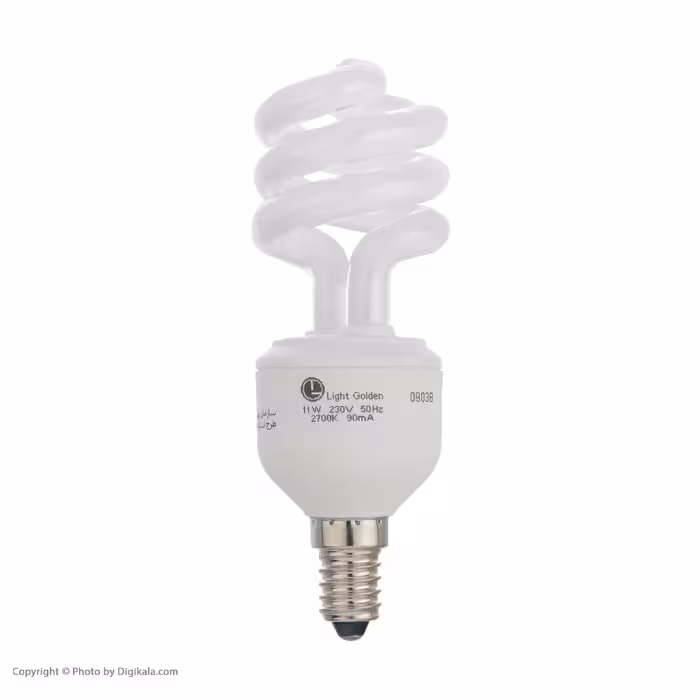 لامپ کم مصرف 11 وات نور طلایی مدل شمعی پایه E14 بسته 5 عددی