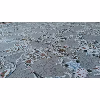 فرش ماشینی زمرد مشهد طرح افشان زمینه سیلور