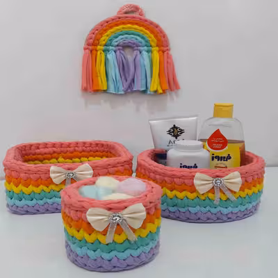 سبد قلاب بافی تریکو مدل سیسمونی کد 01 مجموعه 4 عددی