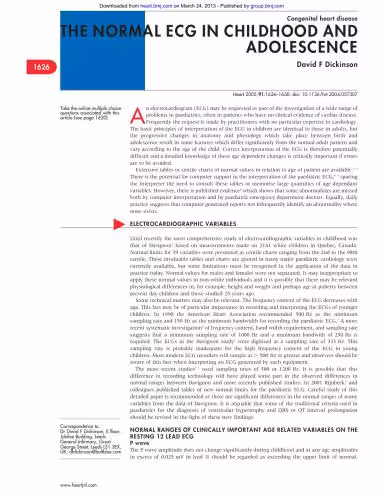 خرید و دانلود نسخه کامل کتاب The normal ECG in childhood and adolescence