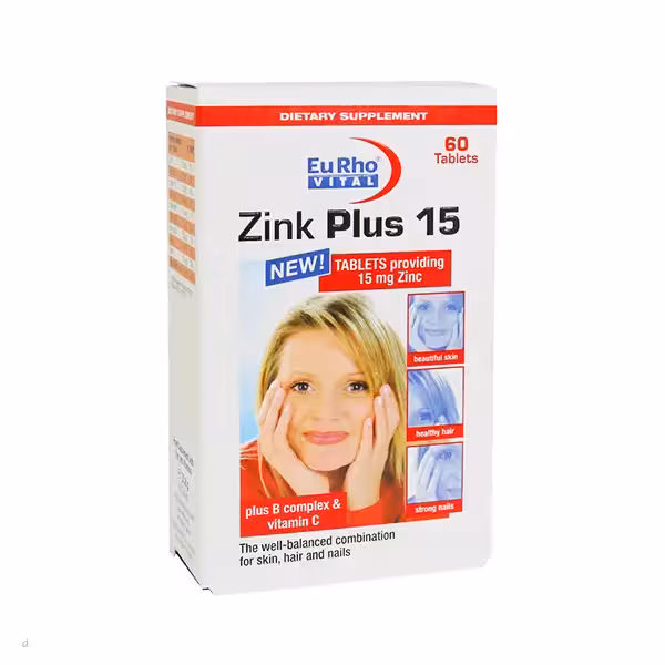 قیمت و خرید قرص زینک پلاس 15 میلی گرم یوروویتال 60 عدد