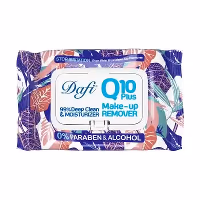 دستمال مرطوب پاک کننده آرایش دافی مدل Q10 طرح گل 3 50 عددی