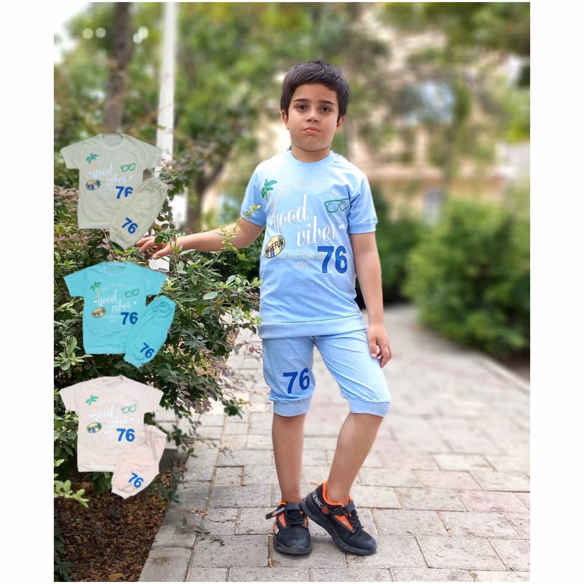 لباس  بچگانه تیشرت شلوارک شیک  طرح 76سایز 55و60در غرفه  مشهد مال باسلام با ارسال رایگان