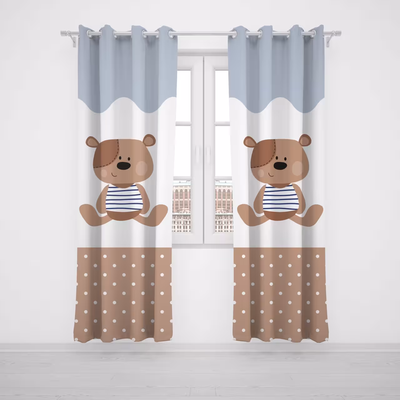 پرده پنلی بچگانه طرح تدی عروسکی کد A2727