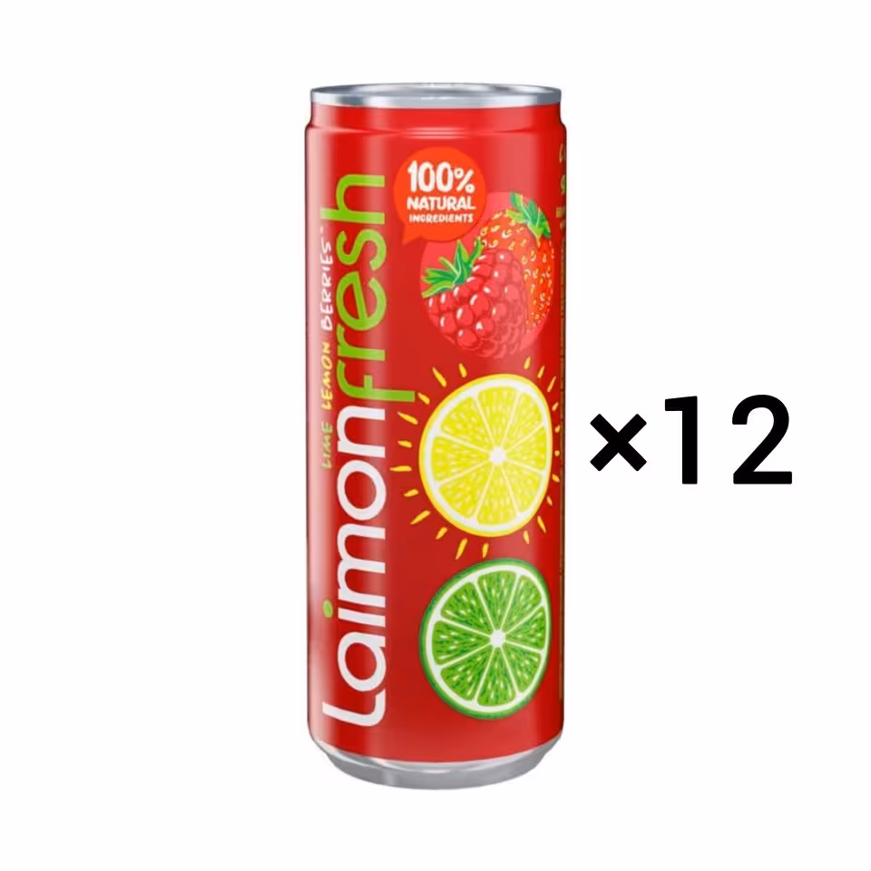 نوشیدنی آبمیوه انواع توت و لیمو لایمون فرش بسته ی 12 عددی (330 میل) laimon fresh