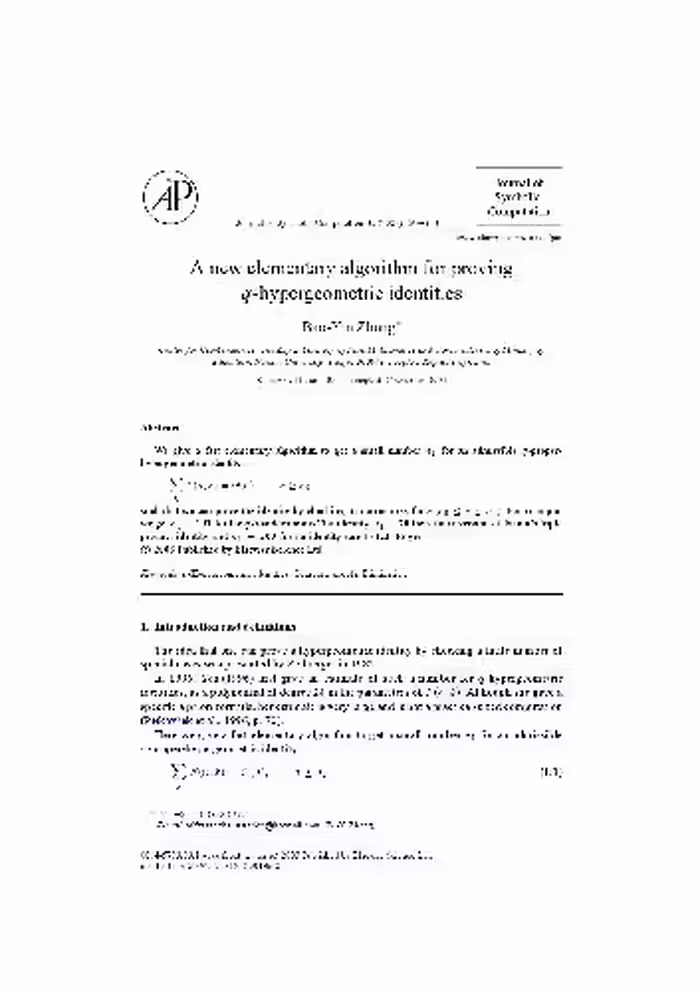 خرید و دانلود نسخه کامل کتاب Algorithm for proving q-hypergeometric identities. JSC2003