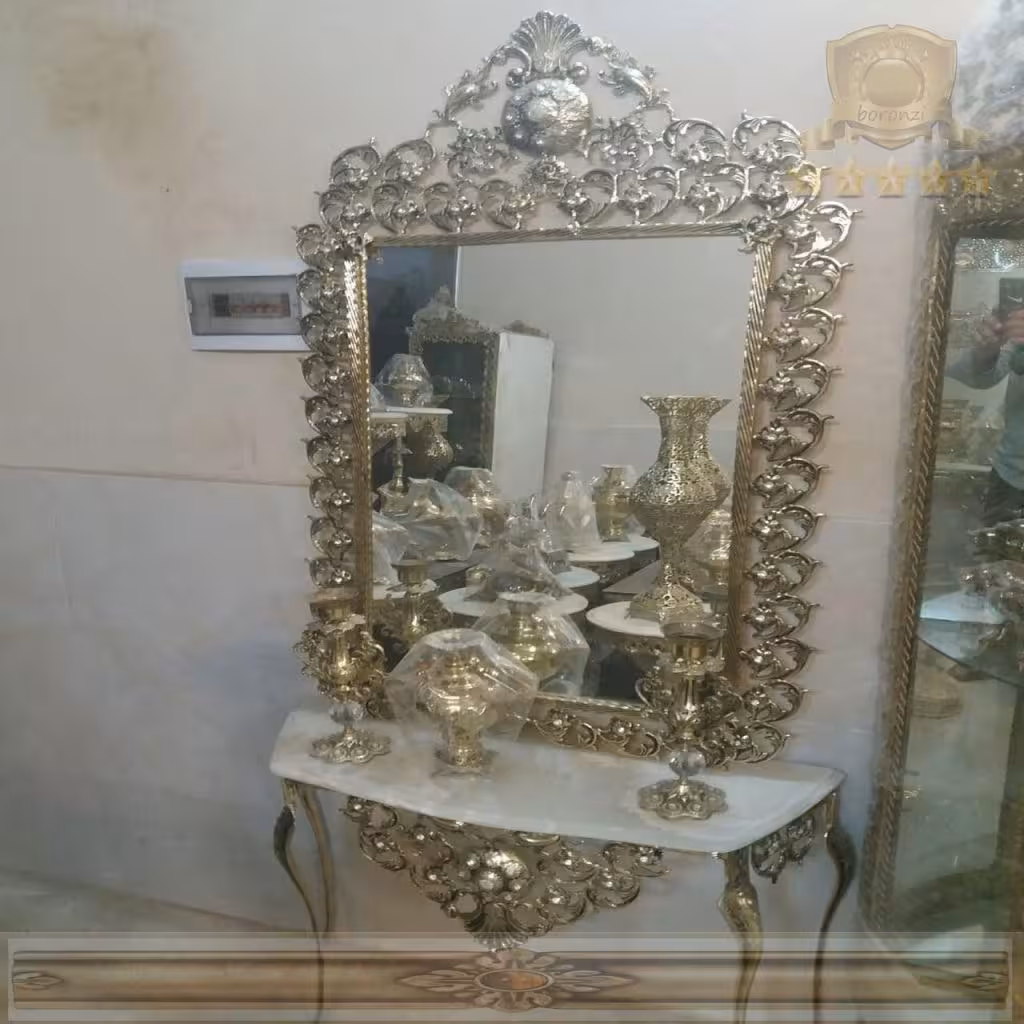 آینه کنسول برنزی مربع کد 344