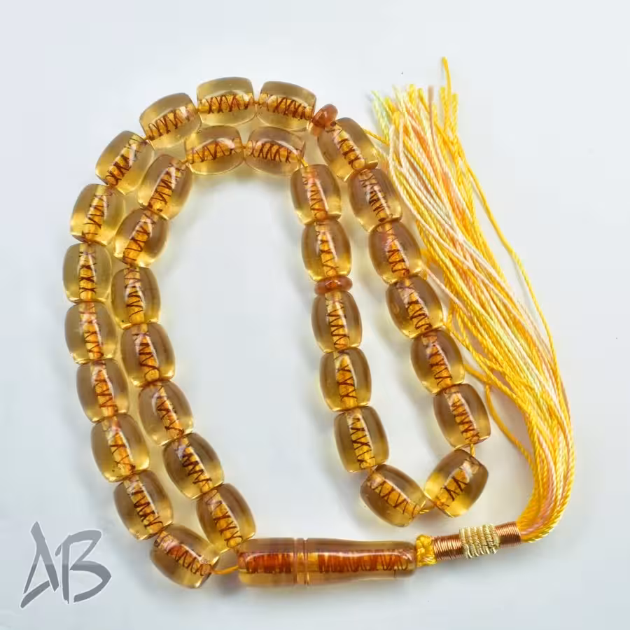 تسبیح سندلوس بودار 33 دانه اصل کد 1151 استوانه‌ای کشیده خوشدست کوتاه طرح قدیم آقابزرگ