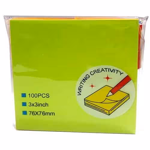 کاغذ یادداشت رنگی چسب دار سایز 7.5 × 7.5 بسته 100 برگی | استیک نوت