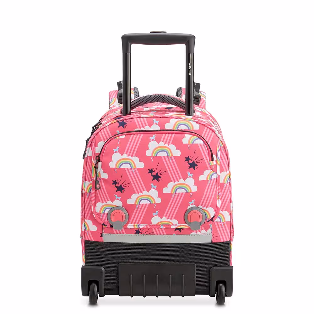 کوله پشتی دلسی مدرسه ای چرخدار مدل رنگین کمان