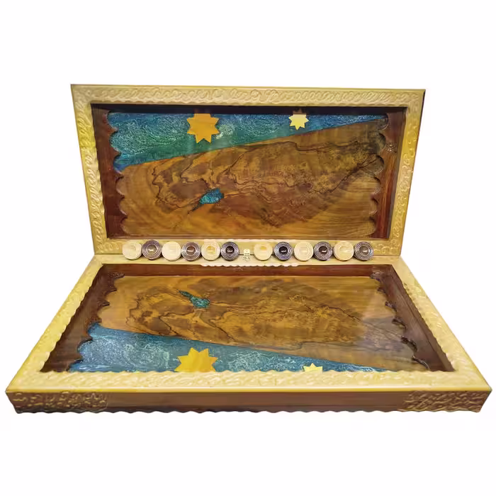 تخته نرد منبت کاری-رزین طرح رخ عقاب کد T115