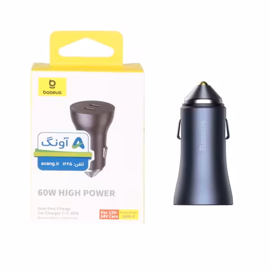 شارژر فندکی 60 وات دو پورت بیسوس مدل CCJDZ-FC