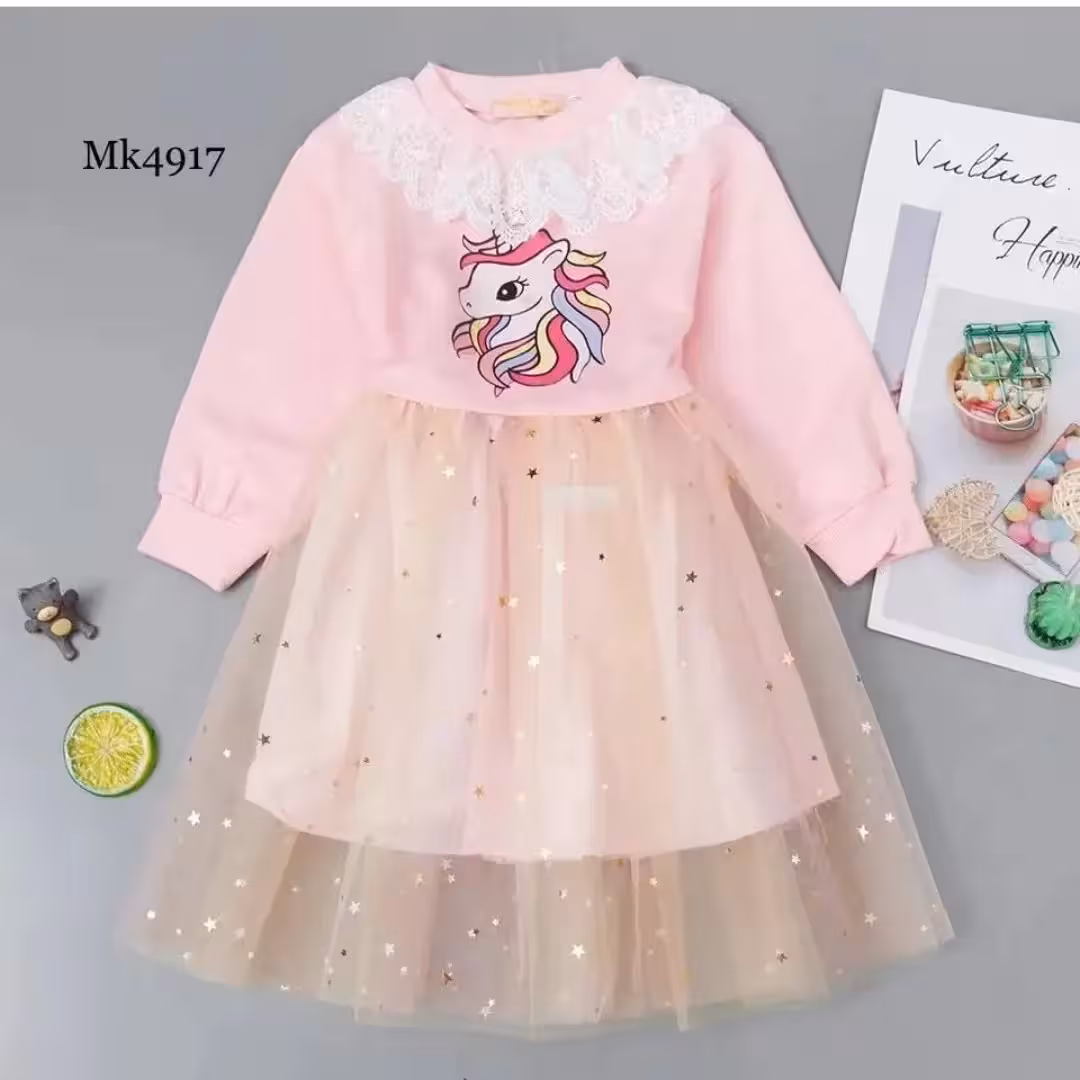 پیراهن بهاره یونیکورن 
سایز 100 تا 140
حدودا 2 تا 6 سال بسته به جثه کودک متفاوته