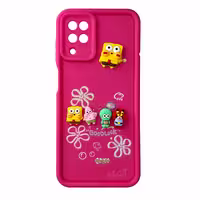 قاب Solid عروسکی طرح خانواده باب اسفنجی مناسب برای Samsung A22-4G-صورتی