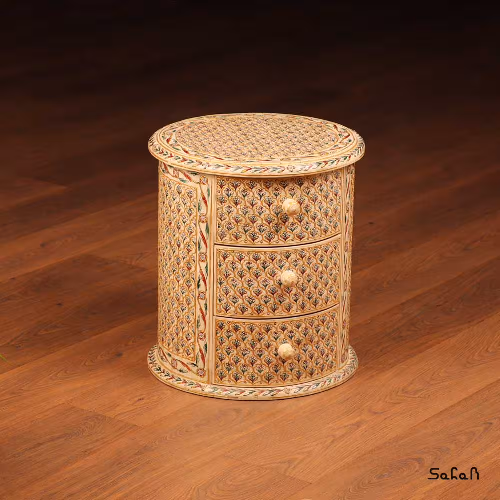 میز استخوانی سه کشو