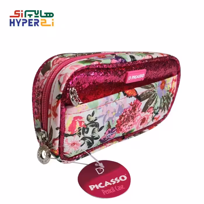 جامدادی دخترانه پیکاسو G4 طرح گل آبرنگی پولک دارPicasso