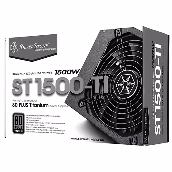 منبع تغذیه استوک SilverStone ST1500-TI فول ماژولار 1500w 80plus Titanium
