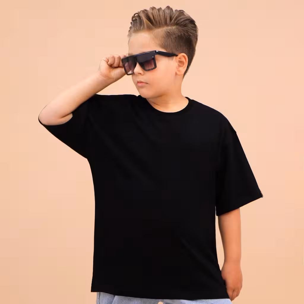 تیشرت بگ استایل پسرانه 3 سال تا نوجوان رنگ مشکی
