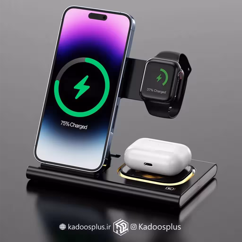 استند شارژ  وایرلس رومیزی 4 در 1