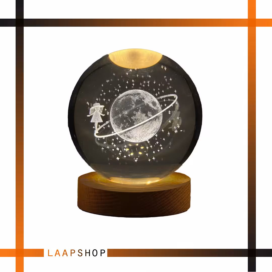 گوی شبخواب کریستالی سه بعدی مدل ماه  و دختر