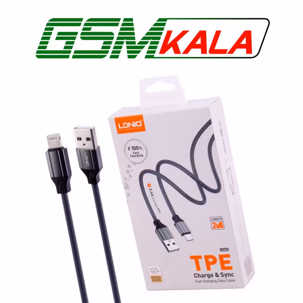 کابل آیفونی فست شارژ Ldnio LS442 2.4A 2m