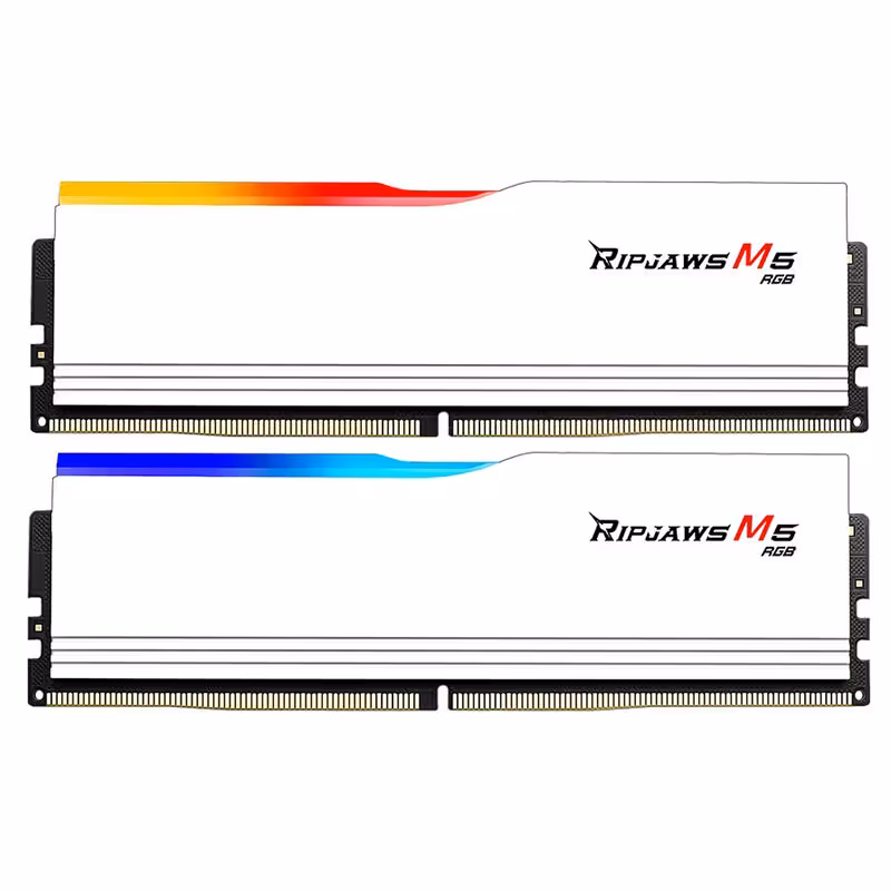 رم دسکتاپ DDR5 دو کاناله 6000 مگاهرتز جی اسکیل مدل RIPJAWS M5 WHITE RGB ظرفیت 32 گیگابایت CL36