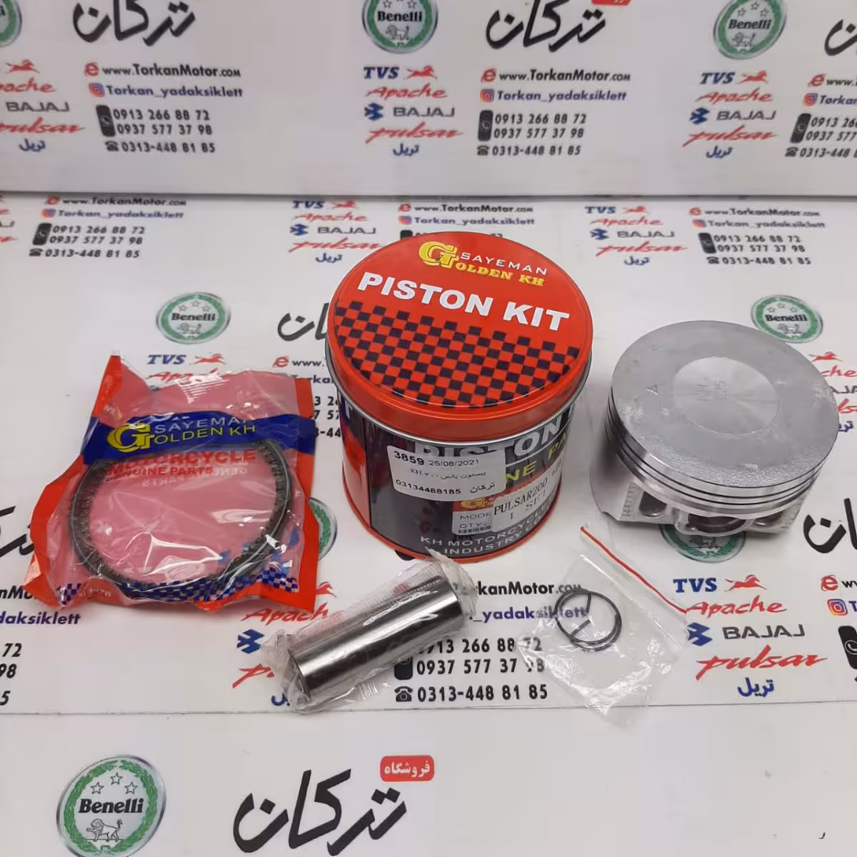 رینگ و پیستون ( پستان ) موتور پالس 200 و 220 و اونجر 200 و 220 KH کا اچ ( سایز 0/75 )