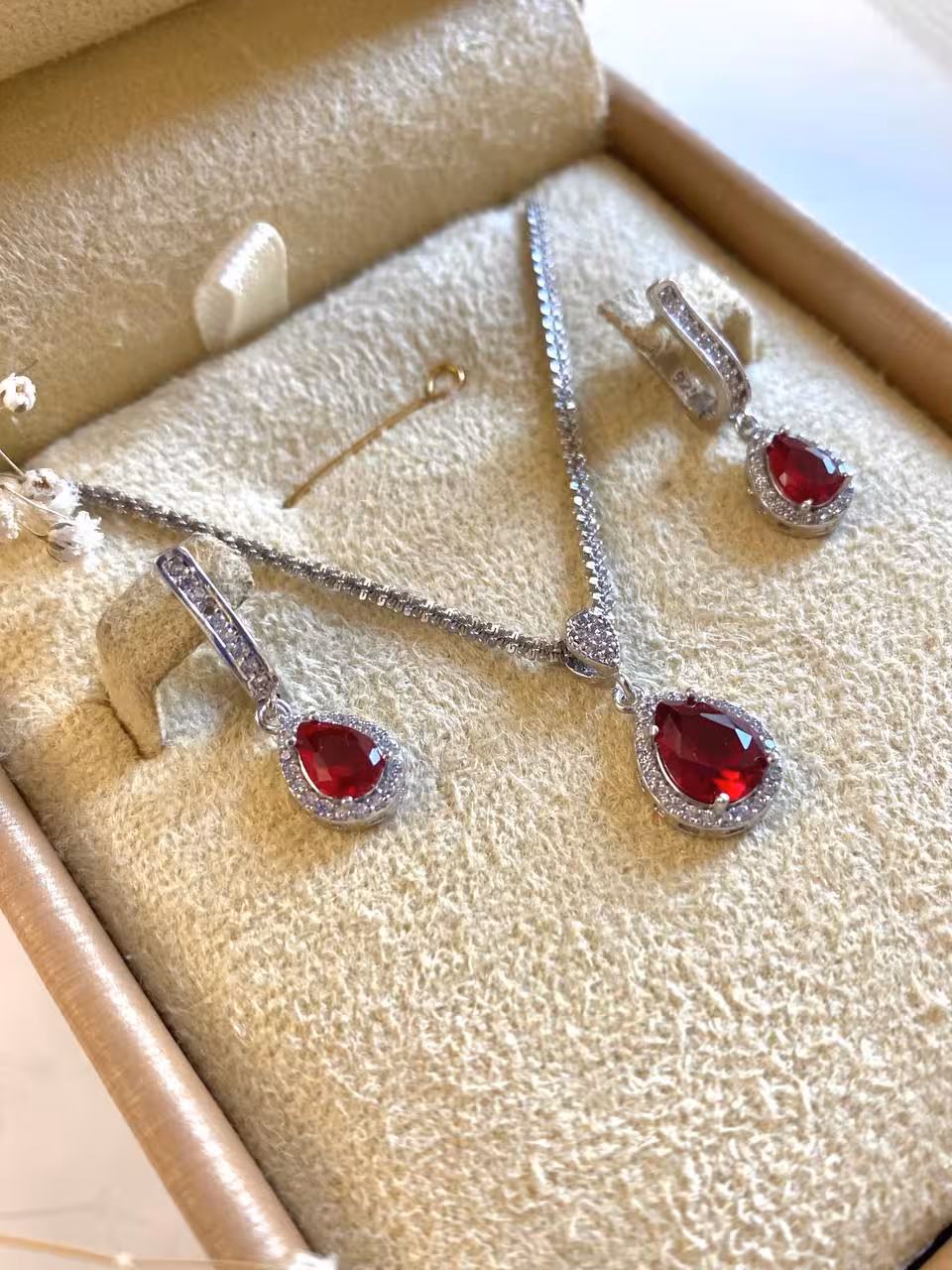 نیمست قرمز جواهری نقره کد 00025