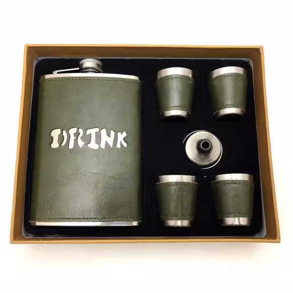 ست قمقمه جیبی چرم 4 شات drink کد s530217