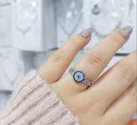 انگشتر چشم نظر جواهری نقره زنانه کد 10624