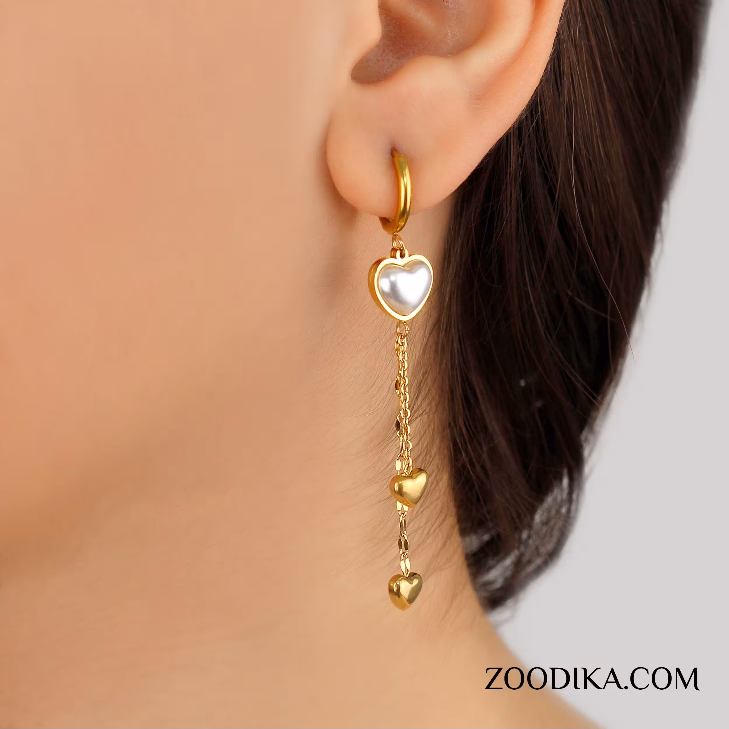 گوشواره زنانه استیل مدل قلب رنگ ثابت ضد حساسیت کد AAC-316