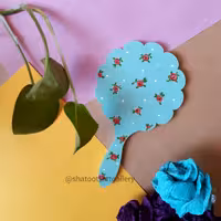 آینه دستی چوبی گل گلی دخترونه نقاشی شده با دست