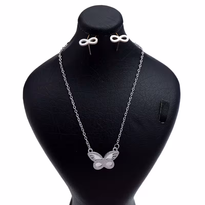 نیم ست پروانه شنی نقره ای استیل 71961