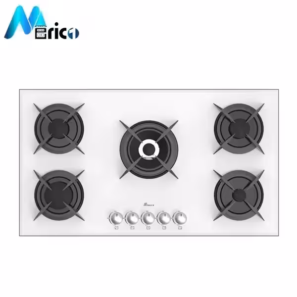 گاز رومیزی بیمکث کد 0058 پنج شعله شیشه سفید