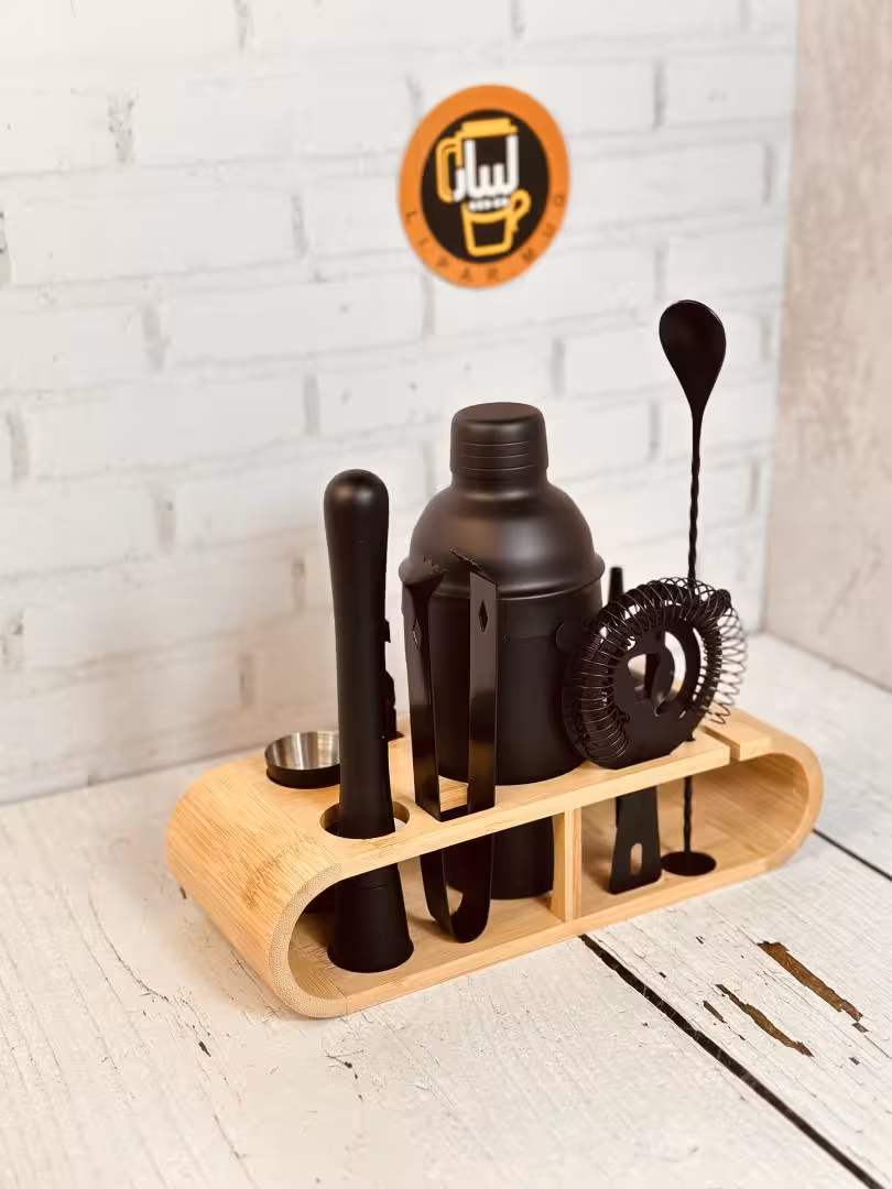 ست بار سرد پایه چوبی  مشکی مات بیضی کد 22