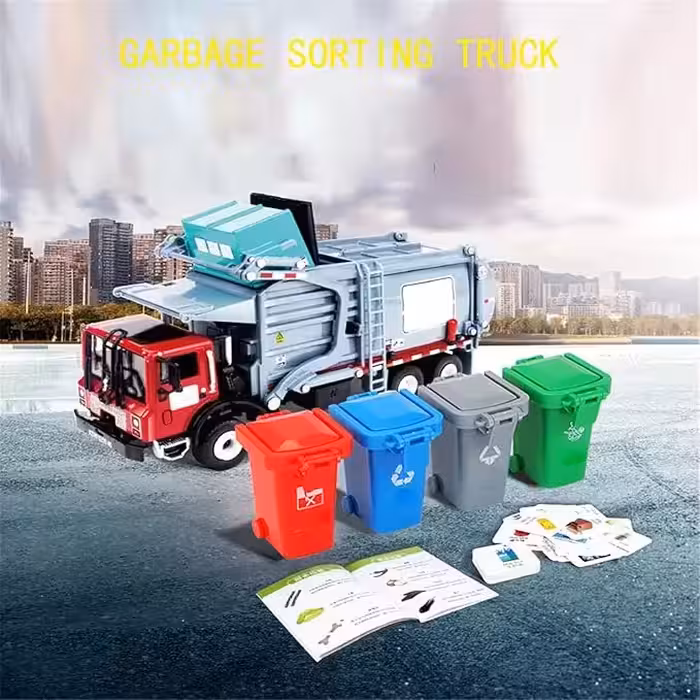 ماکت فلزی کامیون حمل زباله با سطل آیتم 625065 KDW