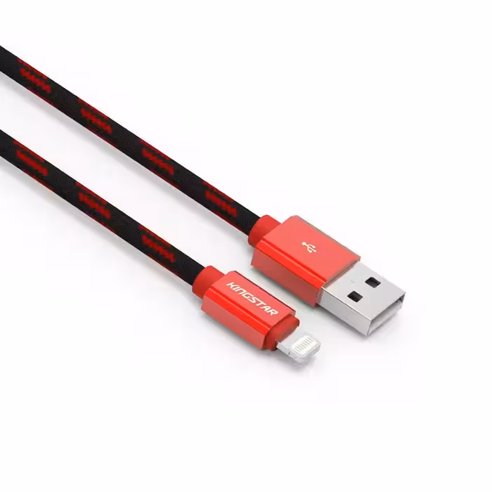 کابل شارژ ایفون KINGSTAR سرفلزی ضخیم 1 متری K21i کینگ استار سیم شارژ کلفت لایتنینگ اپل