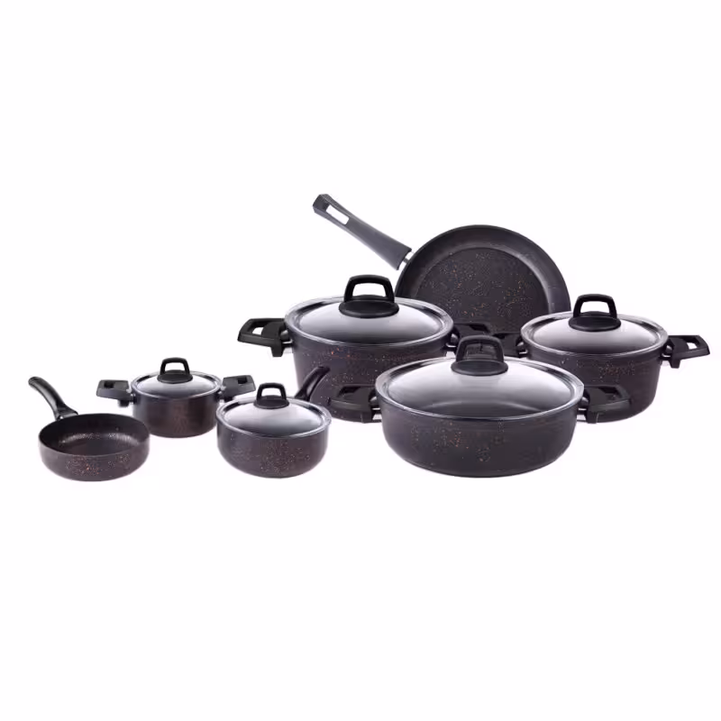 سرویس پخت و پز 12 پارچه کاراجا مدل Biogranit Blackgold