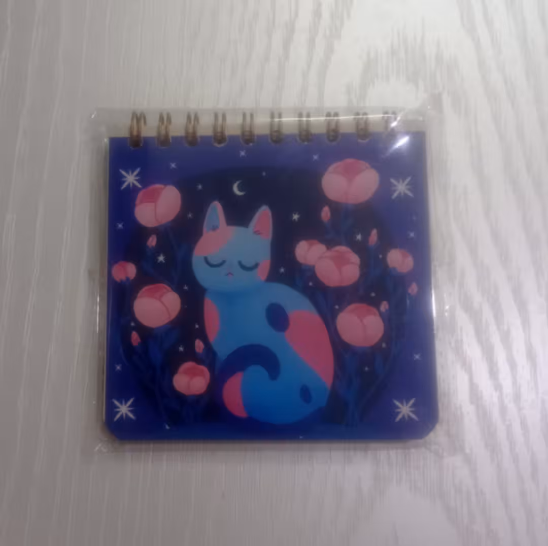 دفترچه 10×10 طرح دار فانتزی طرح گربه و گل