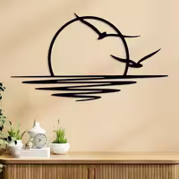 دیوارکوب تزیینی طرح غروب یا طلوع خورشید و پرنده