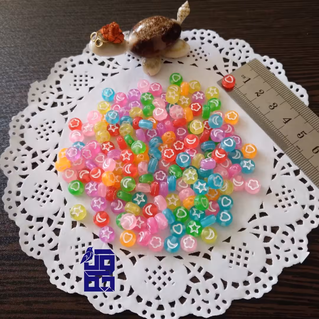 مهره رنگارنگ شیشه ای طرح دار پک 20 عددی