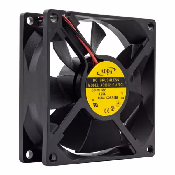 فن 12V دوسیمه سایز 8×8 ضخامت 2.5cm مارک ADDA مدل AD0812HB