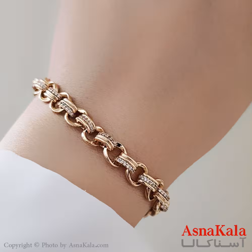 دستبند نگینی ترند برند ژوپینگ Xuping مدل حلقه درحلقه نگیندار کد DSB18500W