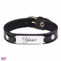 دستبند مردانه گيلواره زراوشان مدل چرم طبیعی طرح اسم یاسر کد FLK01