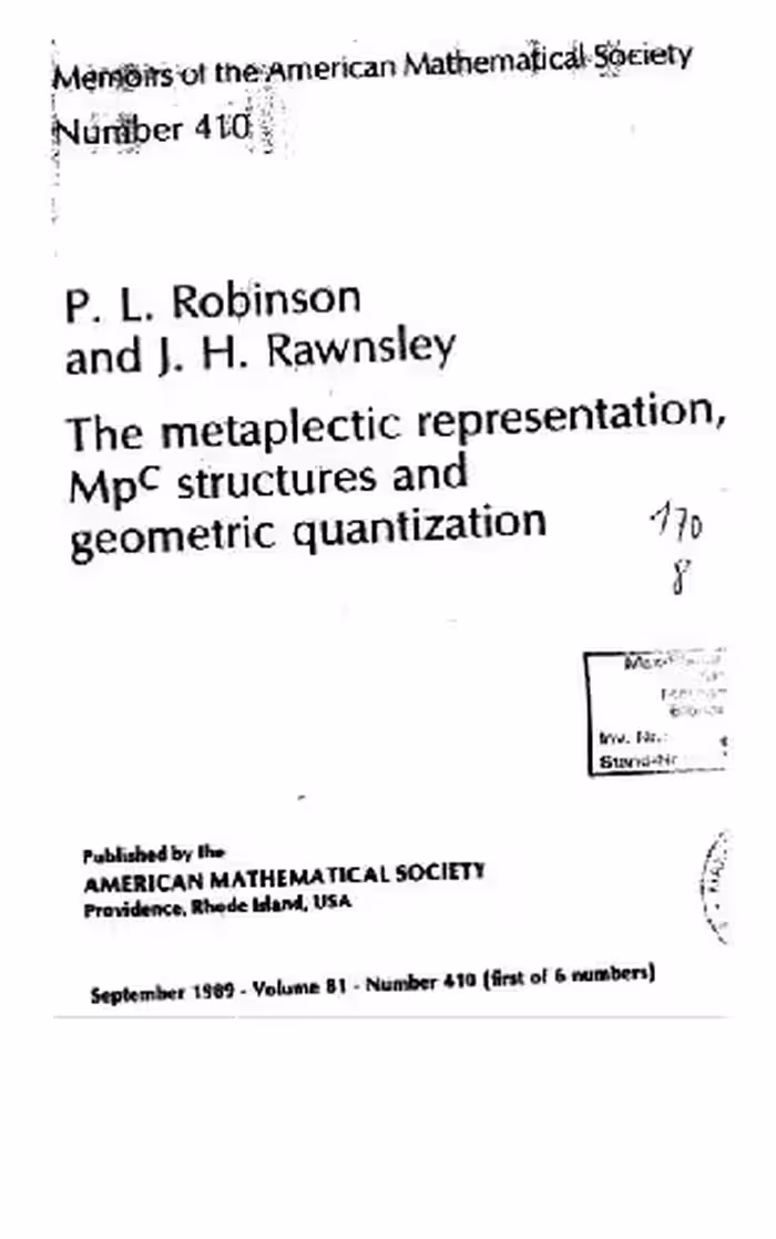 خرید و دانلود نسخه کامل کتاب The metaplectic representation, Mp^c structures and geometric quantization